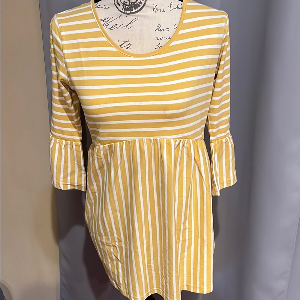 Yellow Small Striped Tunic Top NWT